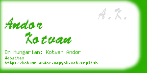 andor kotvan business card